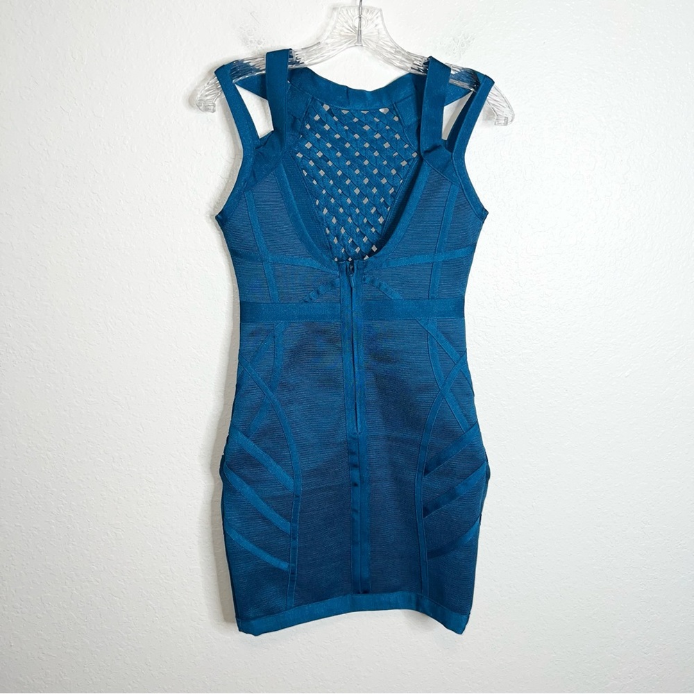 Lulus Women Medium Teal Blue Bondage Bodycon Strappy Sleeveless Cocktail dress - Picture 9 of 12